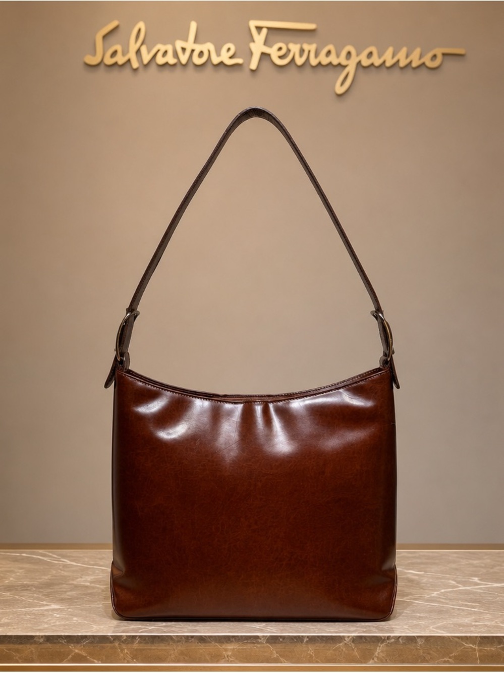 Salvatore Ferragamo |Authentic | Vintage | Italian | Smooth Leather Shoulder Bag